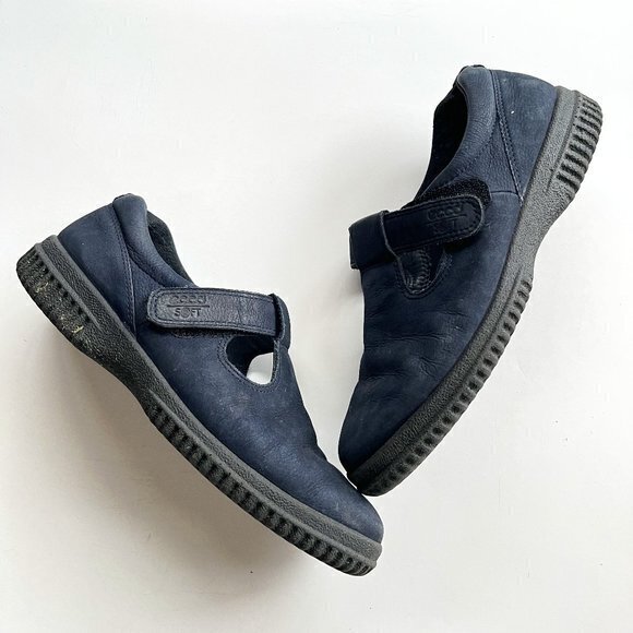 ECCO BLUE SUEDE MARY JANE FLATS LOAFERS LEATHER WOMENS SIZE 40 US 9 9.5 WALKING - Picture 2 of 10